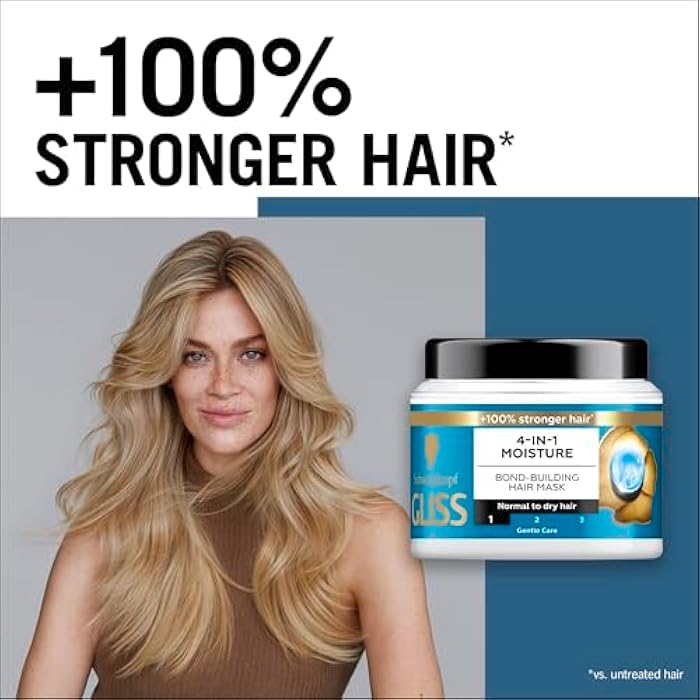 Gliss 4-in-1 Moisture Bond-Building Mask, 400ml — Infuse intense hydration into your hair with this multi-functional mask designed to bond and restore moisture effectively - Image 2